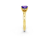 Yellow gold Cushion Cut Tanzanite Solitaire Engagement Ring with Round Band and Four-Prong Setting_2