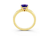 Yellow gold Cushion Cut Tanzanite Solitaire Engagement Ring with Round Band and Four-Prong Setting_3