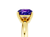 Yellow gold Cushion Cut Tanzanite Solitaire Engagement Ring with Round Band and Four-Prong Setting_5