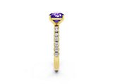 Yellow gold Cushion Cut Tanzanite Solitaire Pavé Band with Four-Prong Setting_2
