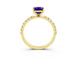 Yellow gold Cushion Cut Tanzanite Solitaire Pavé Band with Four-Prong Setting_3