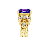Yellow gold Cushion Cut Tanzanite Solitaire Ring with Filigree Band and Four-Prong Setting_29