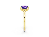 Yellow gold Cushion Cut Tanzanite Solitaire Ring with Flower Prong Setting and Classic Band_14