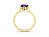 Yellow gold Cushion Cut Tanzanite Solitaire Ring with Flower Prong Setting and Classic Band_15