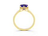 Yellow gold Cushion Cut Tanzanite Solitaire Ring with Flower Prong Setting and Classic Band_39
