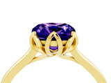 Yellow gold Cushion Cut Tanzanite Solitaire Ring with Flower Prong Setting and Classic Band_40