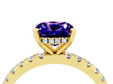 Yellow gold Cushion Cut Tanzanite Solitaire Ring with Pavé Band and Four-Prong Setting_16