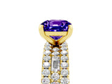Yellow gold Cushion Cut Tanzanite Solitaire Ring with Pavé and Channel Set Band_5