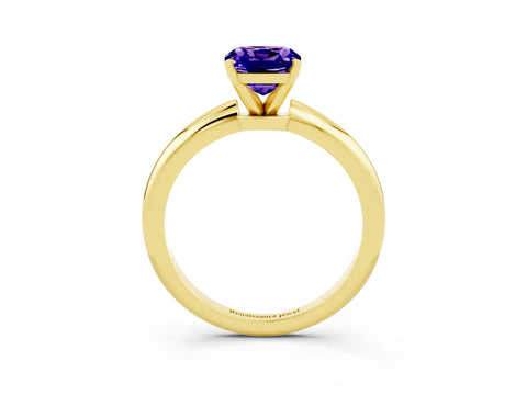 Yellow gold Cushion Cut Tanzanite Solitaire Ring with Six-Prong Setting and Classic Band_3