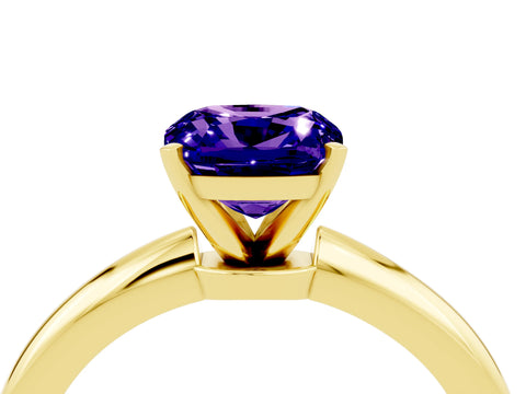 Yellow gold Cushion Cut Tanzanite Solitaire Ring with Six-Prong Setting and Classic Band_4