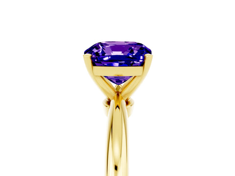 Yellow gold Cushion Cut Tanzanite Solitaire Ring with Six-Prong Setting and Classic Band_5