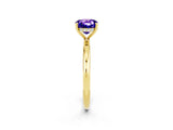 Yellow gold Cushion Cut Tanzanite Solitaire Ring with Thin Band and Four-Prong Setting_2