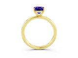 Yellow gold Cushion Cut Tanzanite Solitaire Ring with Thin Band and Four-Prong Setting_3