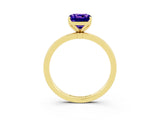 Yellow gold Cushion Cut Tanzanite Solitaire Ring with Thin Band and Prong Setting_15