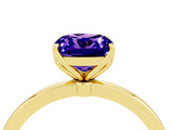 Yellow gold Cushion Cut Tanzanite Solitaire Ring with Thin Band and Prong Setting_16