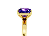 Yellow gold Cushion Cut Tanzanite Solitaire Ring with Thin Band and Prong Setting_17
