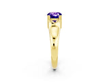 Yellow gold Cushion Cut Tanzanite Solitaire Ring with Wide Band and Prong Setting_2