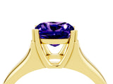 Yellow gold Cushion Cut Tanzanite Solitaire Ring with Wide Band and Prong Setting_4