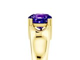 Yellow gold Cushion Cut Tanzanite Solitaire Ring with Wide Band and Prong Setting_5