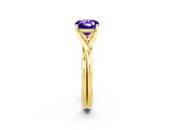 Yellow gold Cushion Cut Tanzanite Solitaire Twist Band Prong Setting Ring_50