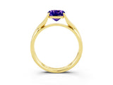 Yellow gold Cushion Cut Tanzanite Solitaire Twist Band Prong Setting Ring_51