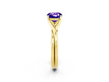Yellow gold Cushion Cut Tanzanite Solitaire Twist Band Prong Setting Ring_57