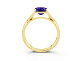 Yellow gold Cushion Cut Tanzanite Solitaire Twist Band Prong Setting Ring_58