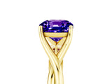 Yellow gold Cushion Cut Tanzanite Solitaire Twist Band Prong Setting Ring_60
