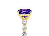 Yellow gold Cushion Cut Tanzanite Solitaire with Side Stones on a Pavé Band and Four-Prong Setting_5