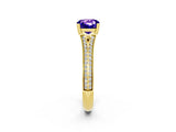 Yellow gold Cushion Cut Tanzanite Split Shank Engagement Ring with Pavé Band_2