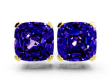 Yellow gold Cushion Cut Tanzanite Stud Earrings_30