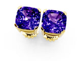 Yellow gold Cushion Cut Tanzanite Stud Earrings_31
