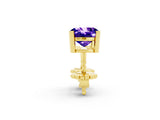 Yellow gold Cushion Cut Tanzanite Stud Earrings_32