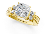 Yellow gold Cushion Cut Three-Stone Channel Set Ring with Bar Prongs_78
