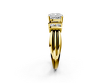 Yellow gold Cushion Cut Three-Stone Channel Set Ring with Bar Prongs_79