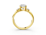 Yellow gold Cushion Cut Three-Stone Channel Set Ring with Bar Prongs_80