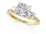Yellow gold Cushion Cut Three-Stone Diamond Pavé Band with Prong Setting_24