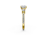 Yellow gold Cushion Cut Three-Stone Diamond Pavé Band with Prong Setting_25