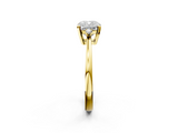 Yellow gold Cushion Cut Three-Stone Solitaire Ring with Round Accent Diamonds and Four-Prong Setting_36