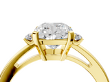 Yellow gold Cushion Cut Three-Stone Solitaire Ring with Round Accent Diamonds and Four-Prong Setting_38