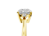 Yellow gold Cushion Cut Three-Stone Solitaire Ring with Round Accent Diamonds and Four-Prong Setting_39