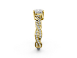 Yellow gold Cushion Cut Twisted Pavé Band Solitaire Ring with Four-Prong Setting_91