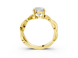 Yellow gold Cushion Cut Twisted Pavé Band Solitaire Ring with Four-Prong Setting_92