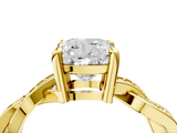 Yellow gold Cushion Cut Twisted Pavé Band Solitaire Ring with Four-Prong Setting_93