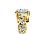 Yellow gold Cushion Cut Twisted Pavé Band Solitaire Ring with Four-Prong Setting_94