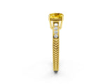 Yellow gold Cushion Cut Yellow Sapphire Engagement Ring with Milgrain Channel Set Band and Prong Setting_26