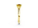 Yellow gold Cushion Cut Yellow Sapphire Engagement Ring with Side Stone Accents and Four-Prong Setting_26