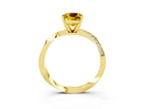 Yellow gold Cushion Cut Yellow Sapphire Engagement Ring with Side Stone Accents and Four-Prong Setting_27