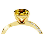Yellow gold Cushion Cut Yellow Sapphire Engagement Ring with Side Stone Accents and Four-Prong Setting_28