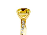 Yellow gold Cushion Cut Yellow Sapphire Engagement Ring with Side Stone Accents and Four-Prong Setting_29